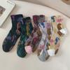 3 Pair Cartoon Animal Print Women Socks Personality Street Style Autumn Winter Fashion Flowers  Home Sock Cute Lady Soft Casual