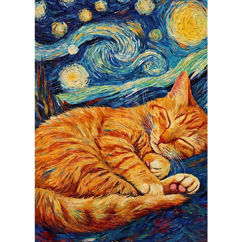 Постер «Звездная ночь», милые животные, кошка, собака, аксолотль, утконос, холст, абстрактное настенное искусство, выставка, гостиная, домашний декор