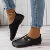Women Sneakers Vintage Breathable Flat Shoes Ladies Fashion Leather Buckle Comfortable Flat Bottomed Casual Shoes