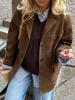 Французский шик винтажные куртки High Sense женские повседневные свободные лацканы однобортные верхние одежды осенняя мода длинные рукава ретро коричневое пальто