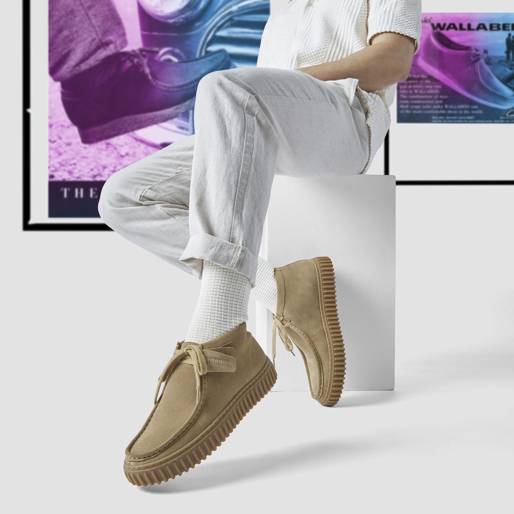 Clarks Двухслойная Коровья Кожа Амортизирующие Модные Ретро Трендовые Удобные Короткие Сапоги Мужские сапоги Желтые 261736637