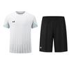 Under Armour Casual Running Color Block Crew Neck Pullover Short Sleeve Jersey Loose Breathable Mid Rise Shorts Sports Set 24500507-100+24500204-001