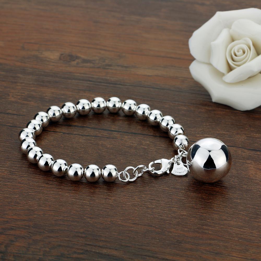 Женский браслет из стерлингового серебра 925 пробы, этнический браслет с подвеской «Бал», серебряные украшения с подвесками, цепочка 20 см, чистое серебро