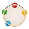 6 Inch Wooden Tambourine Handbell Hand Drum with Single Row 4pcs Metal Cymbals Jingles Musical Percussion Instrument