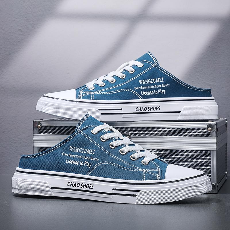 2024 Men's New Casual Canvas Half Slippers Spring and Autumn Men's Outdoor Sports Versatile Casual Shoes Tenis Masculino