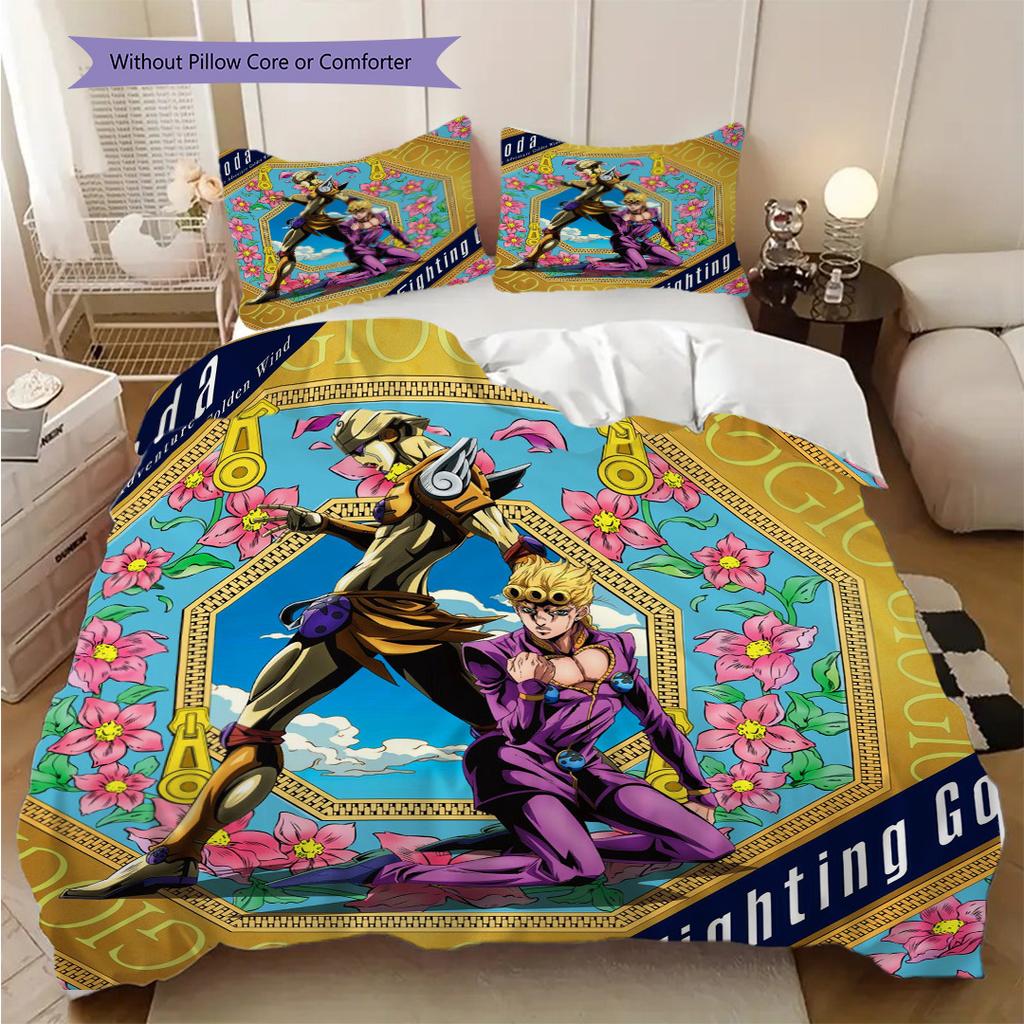 Vibrant Anime Ensemble Three-piece set (1 * duvet cover + 2 * pillowcase, without core) 2D Flat Duvet cover and pillowcase Bedding set