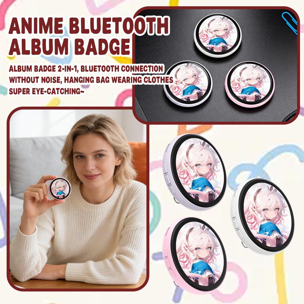 Electronic Anime Pin With HD Touchscreen, 2026 New Digital Photo Display Gift, Custom Kawaii Badge For Backpacks And Conventions Photo Name Tag Pins