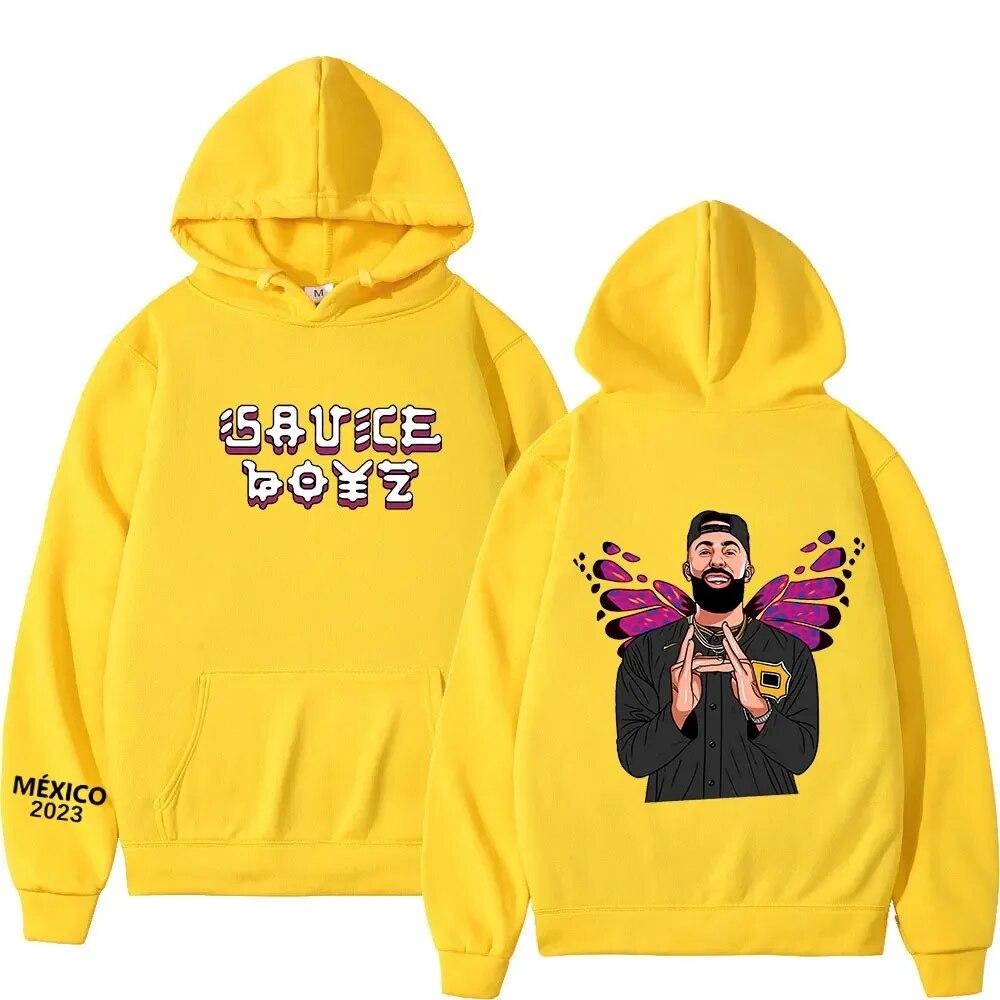 Толстовка с капюшоном для рэпера Eladio Carrion Sauce Boyz Monarca, толстовки с принтом унисекс, большие толстовки с длинными рукавами в стиле Харадзюку, уличная одежда унисекс