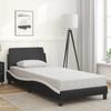 VidaXL Bed Frames with Headboard, Upholstered Bed with Slatted Base, Single Bed with Bedroom Footboard, Black and White 373123