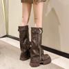 High-quality Women's Boots Side Zipper Belt Buckle Fashion Women's Boots In Winter 2024 with Thick-soled High Boots Ladies.