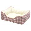 STYRIA Poko Quilted Boa Houndstooth Square Pet Bed for Dogs and Winter Fluffy Sofa Cage for Small Dogs Cats, Warm, Washable, Stylish, Cute, (M, Pink)