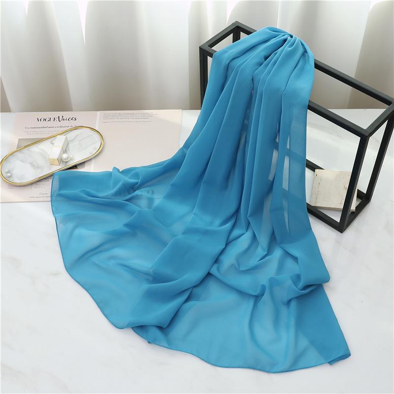 Summer Long Silk Scarf For Women Large Shawl Wrap Headband Solid Design Hijab Beach Stoles Female Foulard Echarpe Bandana