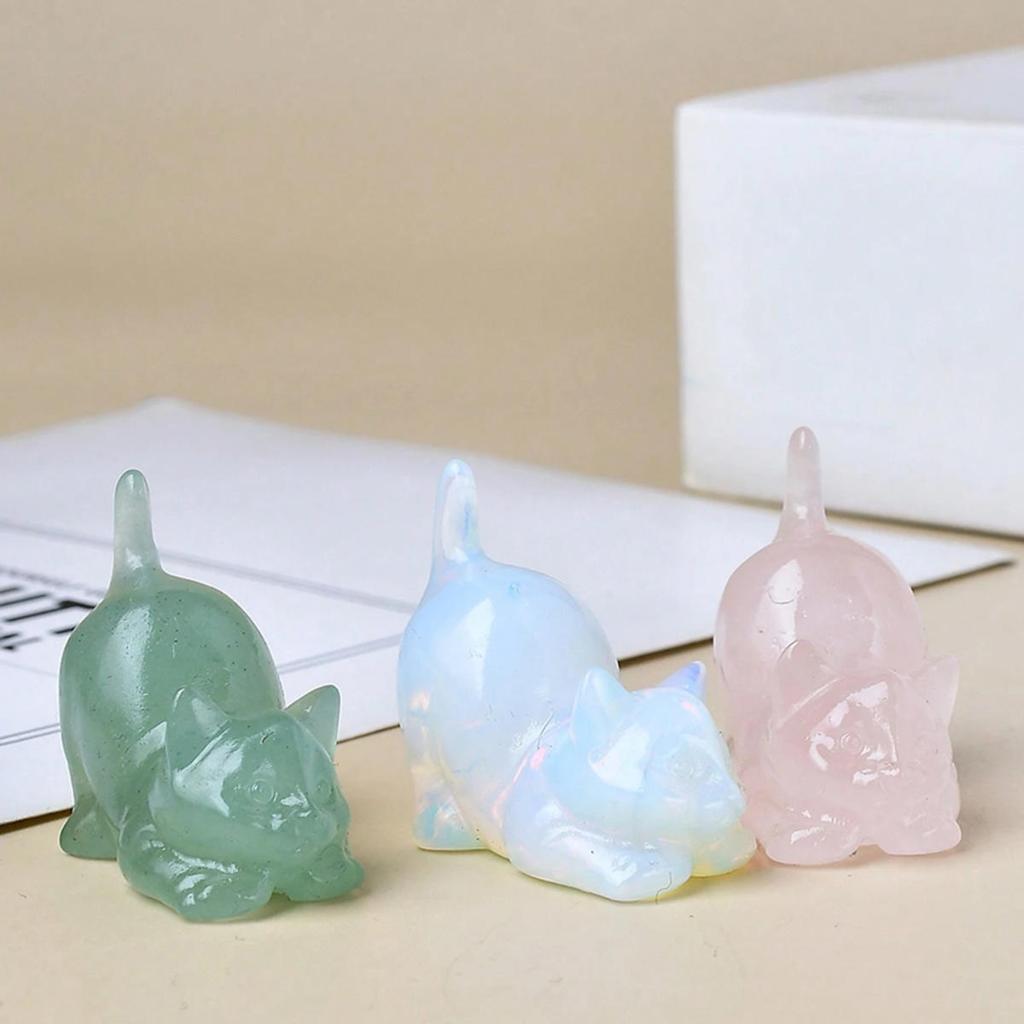 Милая статуэтка ленивого кота из натурального камня, резная из кристалла, исцеляющая фигурка животного, поделки из драгоценных камней для Рейки, украшение для дома, прекрасный подарок