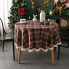 Юшэн Рождественская Круглая Скатерть Клетчатая Скатерть с Кисточками Домашняя Вечеринка Свадьба День Благодарения День Рождения Украшение