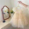 Girl Summer Dress With Tulle Fabric For Toddlers Kids Age 3 To 8 Years