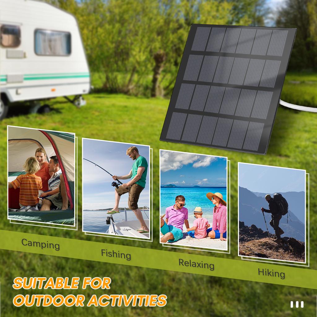 1.5W 6V Portable Solar Charger Waterproof Solar Panel Charger for Camping with USB Interface for