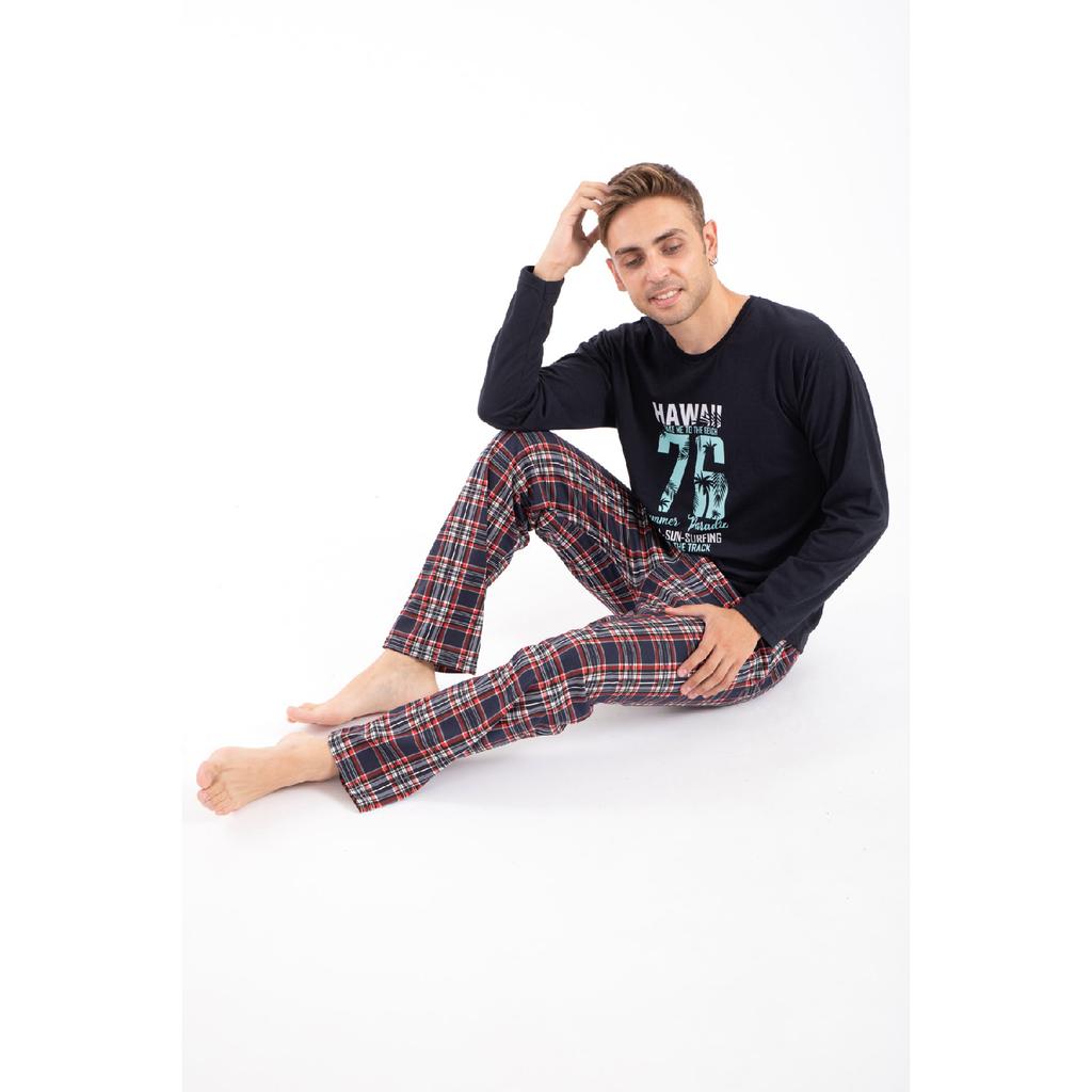 Мужской пижамный комплект с принтом и длинными рукавами 2170