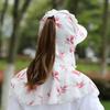 Flower Wide Brim Bucket Cap Sunscreen Bucket Hat with Mask Breathable Tea Picking Cap  Outdoor