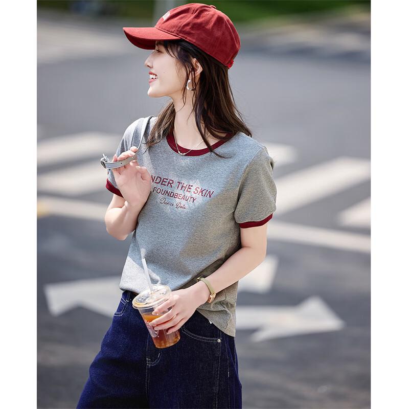 Women's Literary Style Color Block T-Shirt