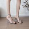 Transparent Rhinestone Temperament Is Not Tired of Feet Open-toed High Heels Women's 2025 New Thick Heel Wear Versatile Sexy Cool Slippers