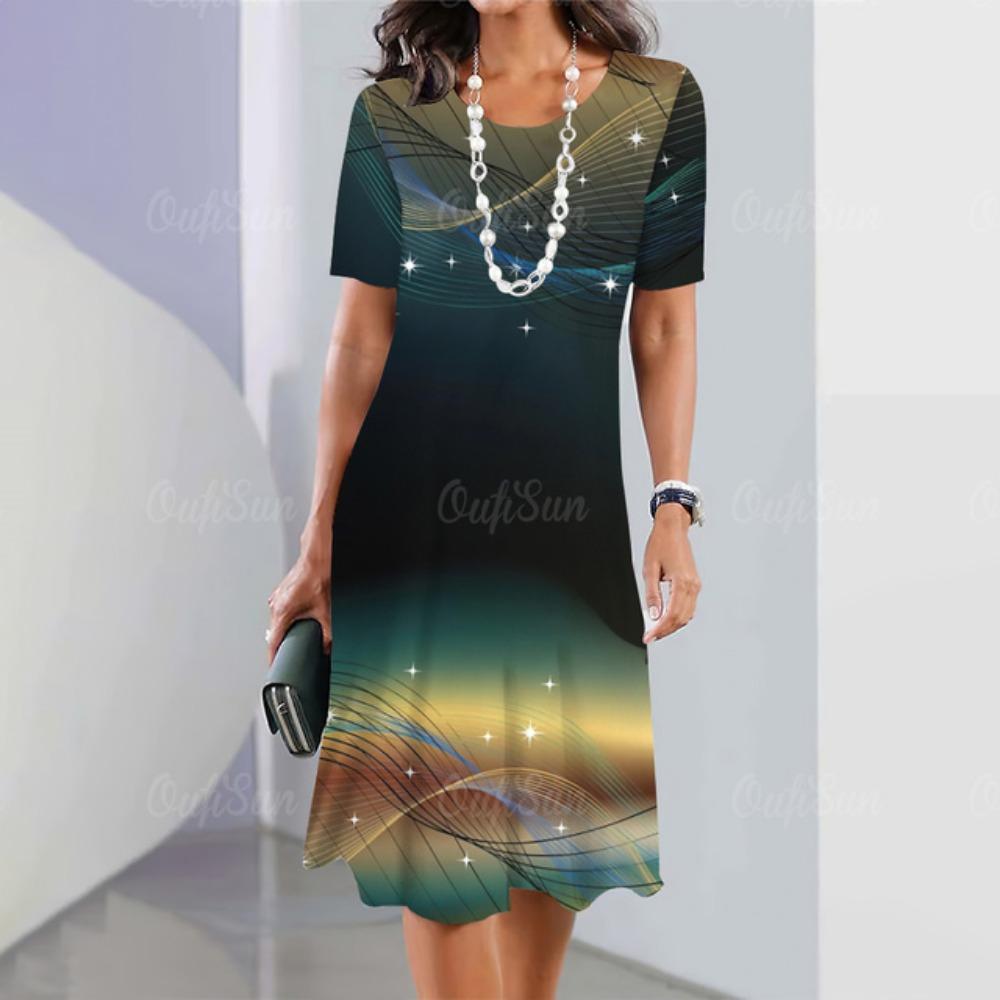 2025 новое элегантное и красивое платье миди с полосатым принтом для женщин, цельные летние платья больших размеров