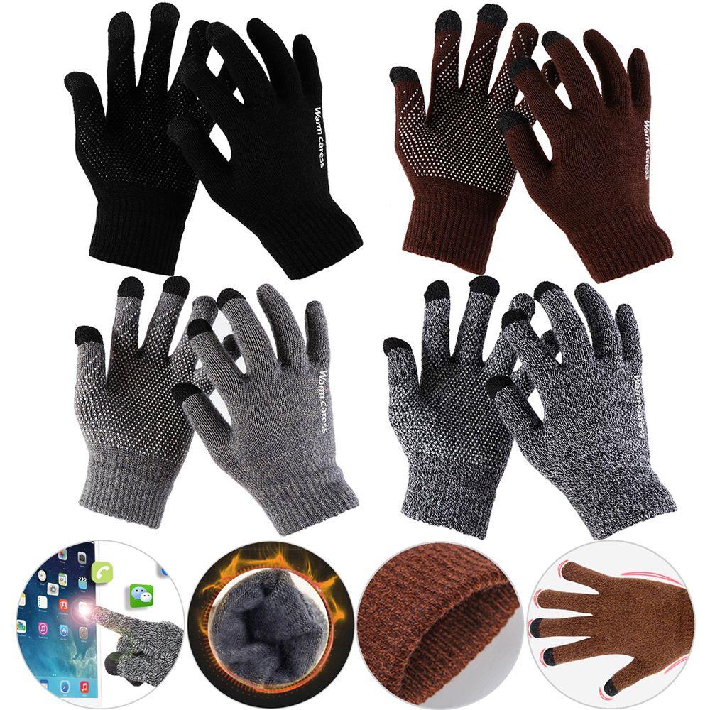 Christmas Gifts Stretch Non-slip Wool Knitted Warm Gloves Full Finger Mittens Touch Screen