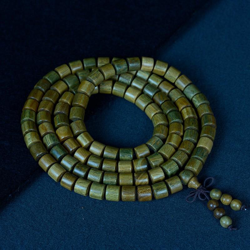 Браслет из 108 бусин из аргентинского зеленого сандала для мужчин и женщин - ручная работа, буддийская нить с прямым волокном.