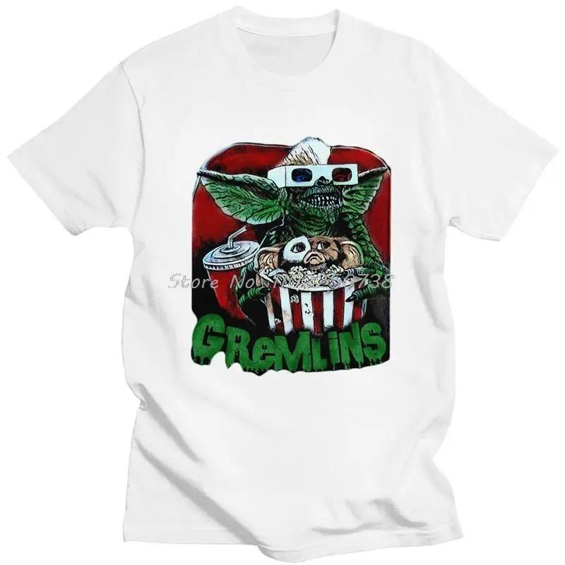 Cotton Men's T-Shirt Gremlins Humorous Cotton Tees Gizmo 80s Movie Mogwai Monster Horror Retro Sci Fi T Shirt Gift Streetwear T-Shirts Men’s
