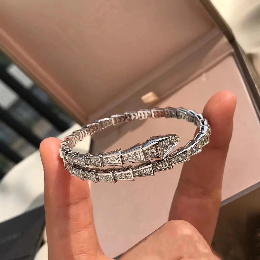 ZAKOL Luxury Shiny AAA Cubic Zirconia Snake Bone Bangles Female Sliver Color Wedding Party Cuff Bracelet for Women