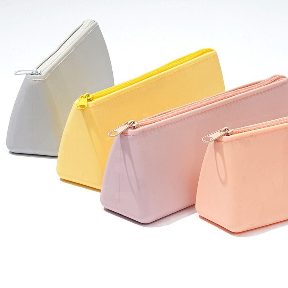 Silicone Stationery Storage Bag Zipper Stationery Organizer New Pen Bag  Gift