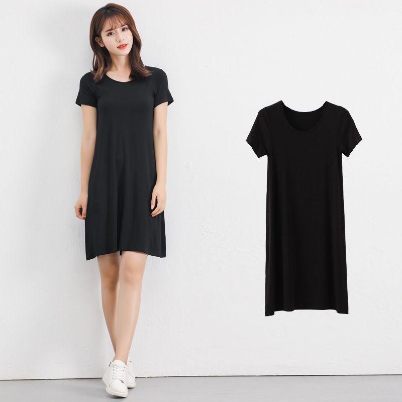 Женское летнее повседневное платье-сарафан с коротким рукавом, мини-платье-футболка из яркого модала