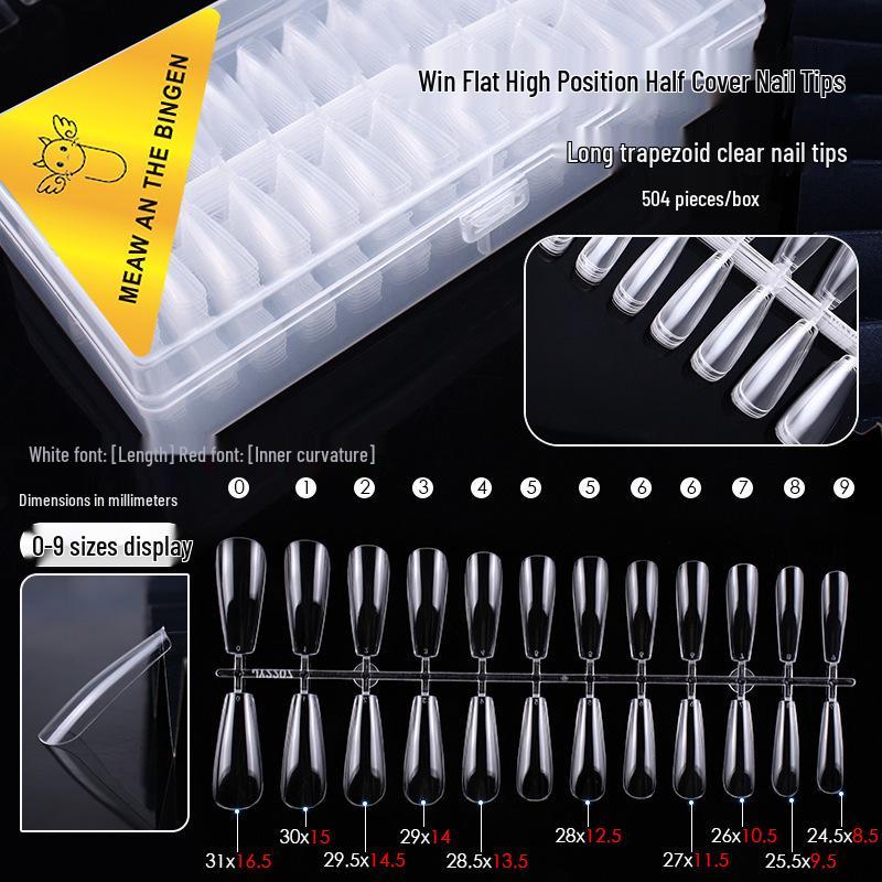 540 Ultra-Thin Transparent Half-Cover False Nail Tips - Seamless, No Carving Required