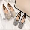 Women Flats Shoes Spring Summer Girl Designer Round Toe Crystal Pearl Casual Shoes Fashion Slip-on Loafers 33-43