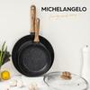 MICHELANGELO 20cm Marble-Coated Frying Pan with Lid, Honeycomb Design, Water-Repellent, Induction and Gas Compatible, Single-Serve, Lightweight, Easy