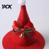 Small Dog Santa Costume Christmas Cat Hat, Red Pointed Hat with Bell And Bow, Adjustable Decorative Pet Felt for Dogs, Cats, Festive Party