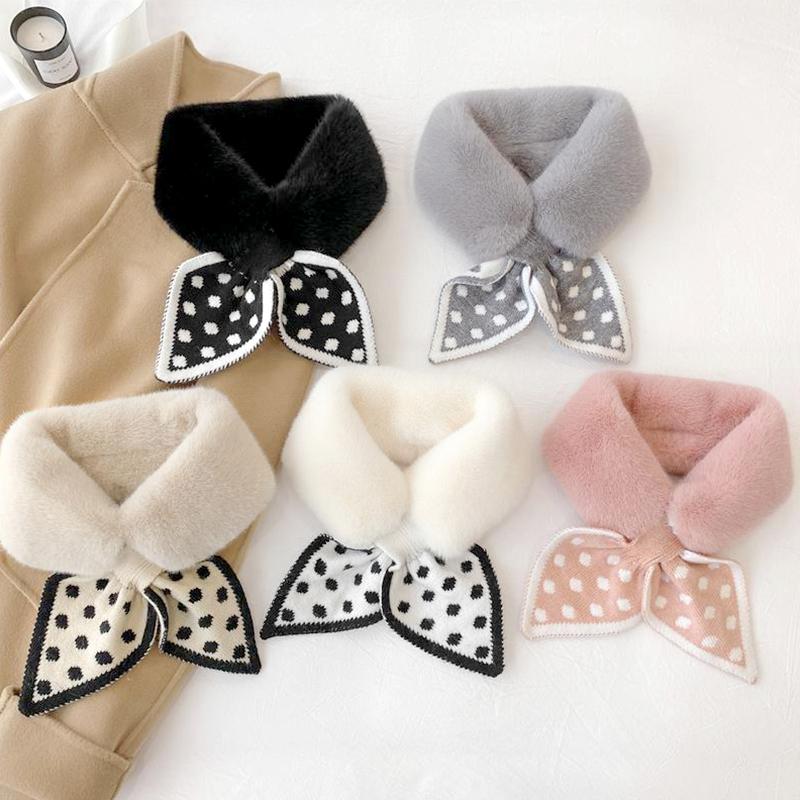 1PC Soft Shawl Outdoor Windproof Winter Warm Cold-proof Plush Scarves Super Soft Furry Scarf Faux Fur Polka Dot