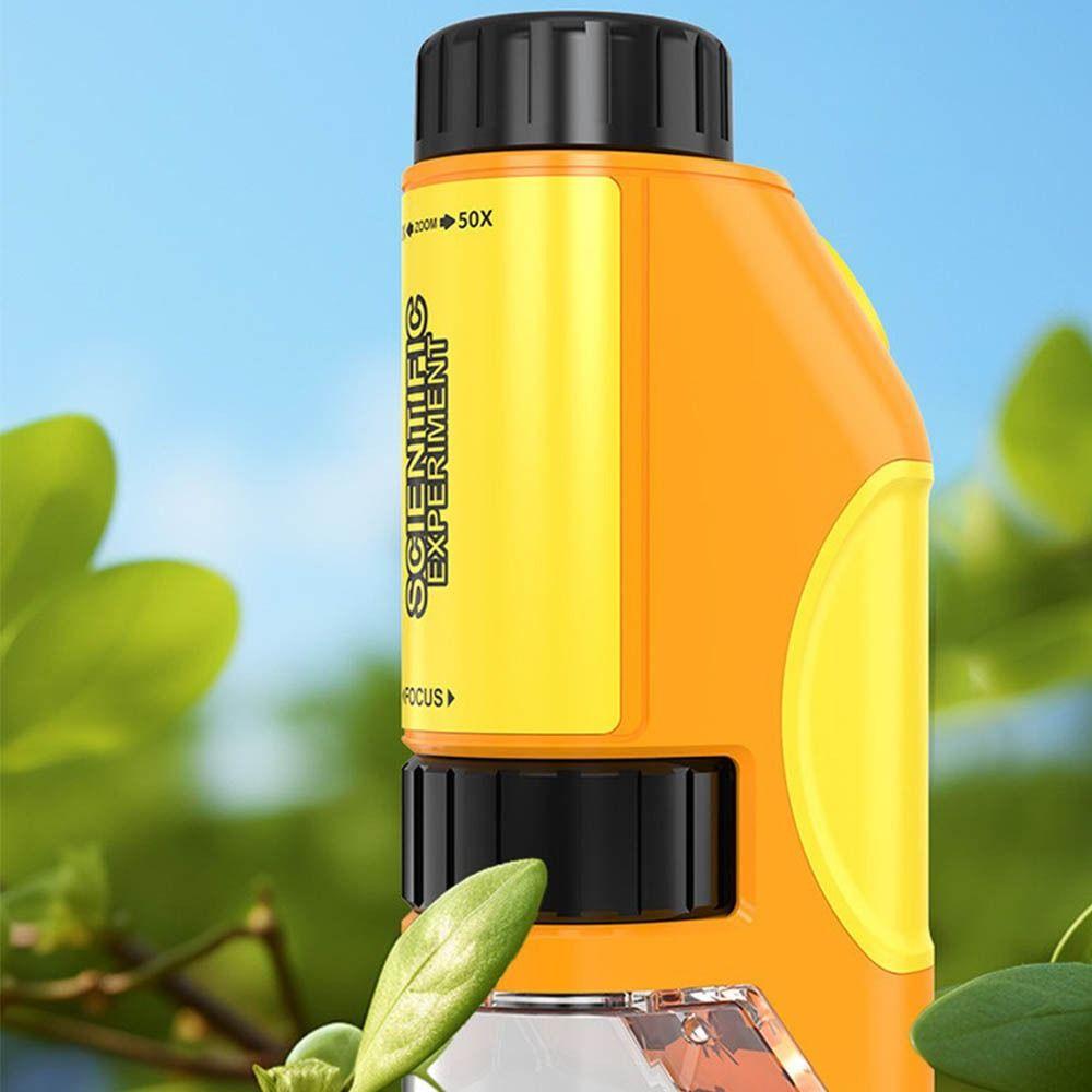 Handheld Kids Microscope Zoom 50x-300x LED Light Source Educational Microscope Battery Powered High Definition