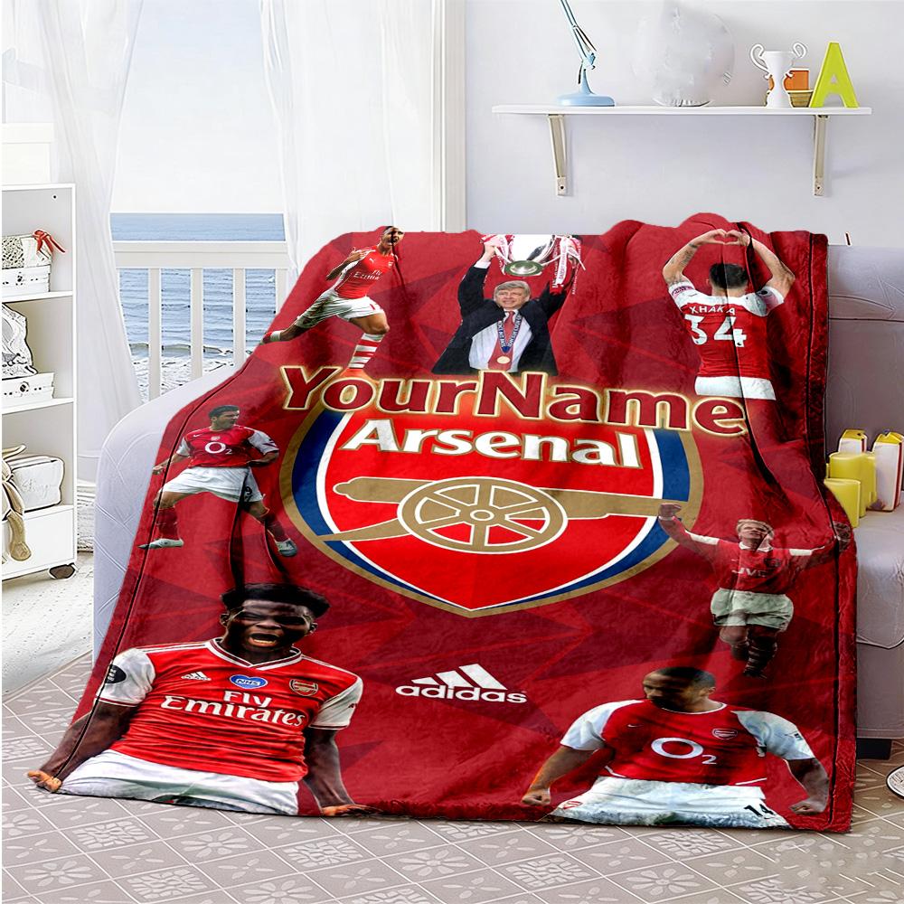 Arsenal Customize Your Name Blanket Throw Personalized Blanket Comfortable Versatile for Living Room Livingroom Office Home Decor Ideal for All Season