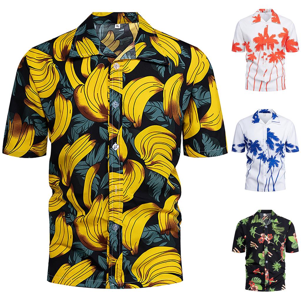 Mens Floral Hawaiian Shirts Short Sleeve Button Down Beach Shirts