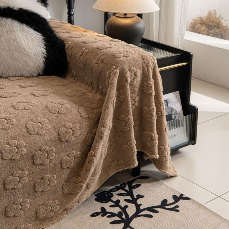 Funda Sofa Living Room Footprint Jacquard Толстый теплый диванный плед Зимний чехол Sherpa для кемпинга и пикника