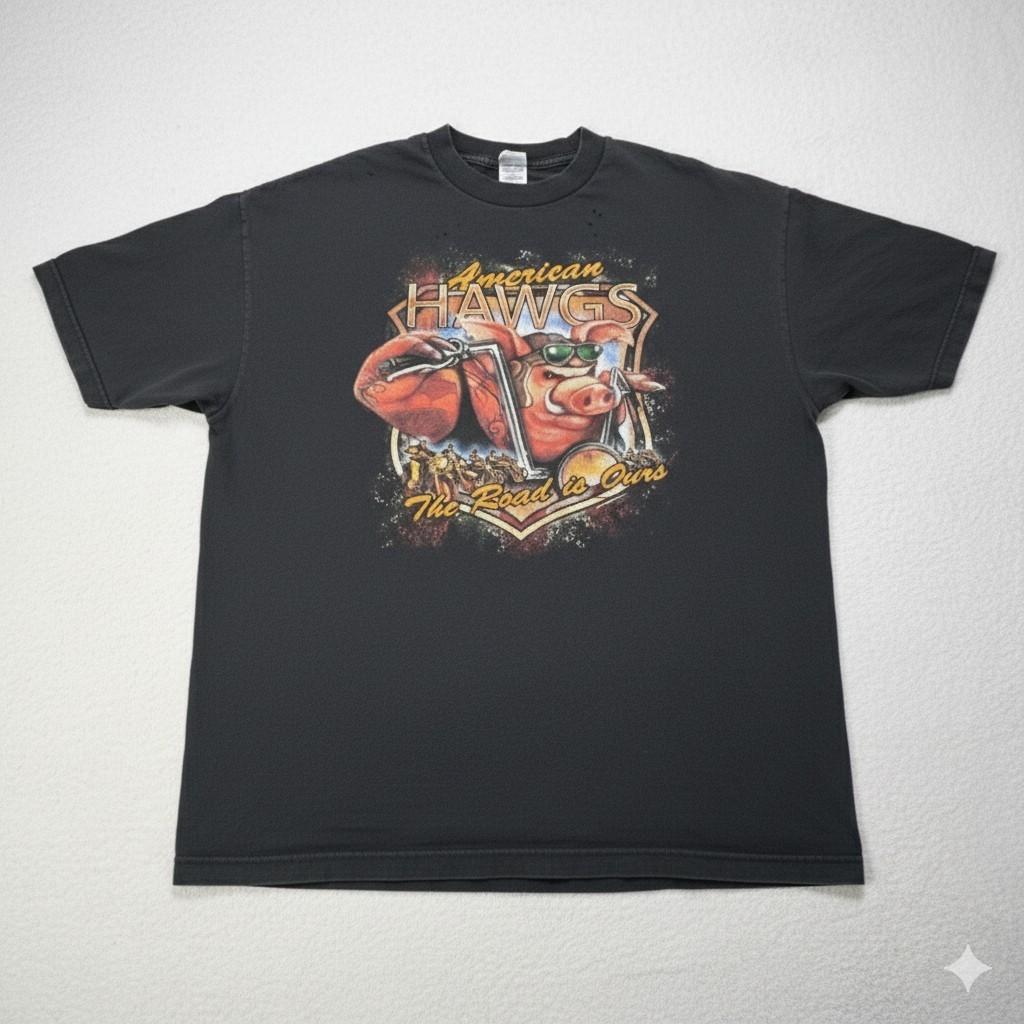 Extra Large VTG 2009 American Hawgs Biker T Shirt Black Motorcycle Graphic Tee Unisex T-Shirt