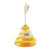 Rotating Cat Toy with 3-Tier Hollow Tracks Colorful Balls Detachable Portable Playground for Cats Interactive Cat Stick Turntable for Boredom Relief