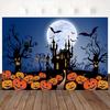 Фоновая бумага Хэллоуин Ночь Замок Тыква Летучая мышь Студийная фотосессия Декорация Мероприятие Вечеринка Ужасы Винил 220x150см [34501-34516]