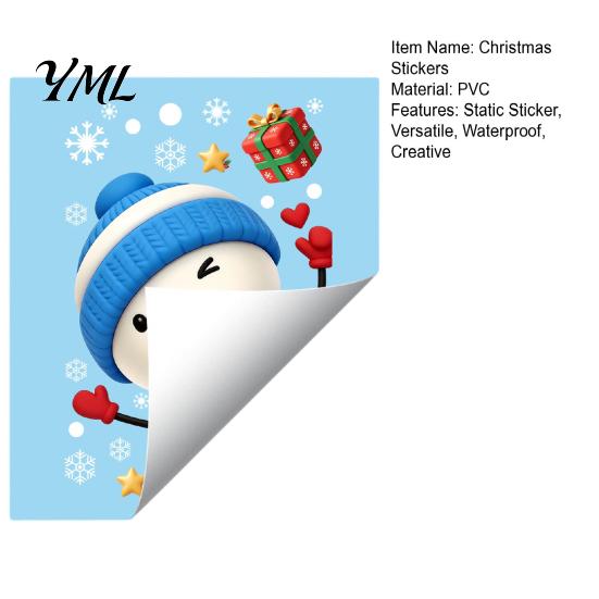 Santa Claus Wall Stickers Christmas Window Static Cling, Santa/Reindeer/Snowmen/Elves Print, Waterproof Festive Home Decor for Glass PVC Decal Windows
