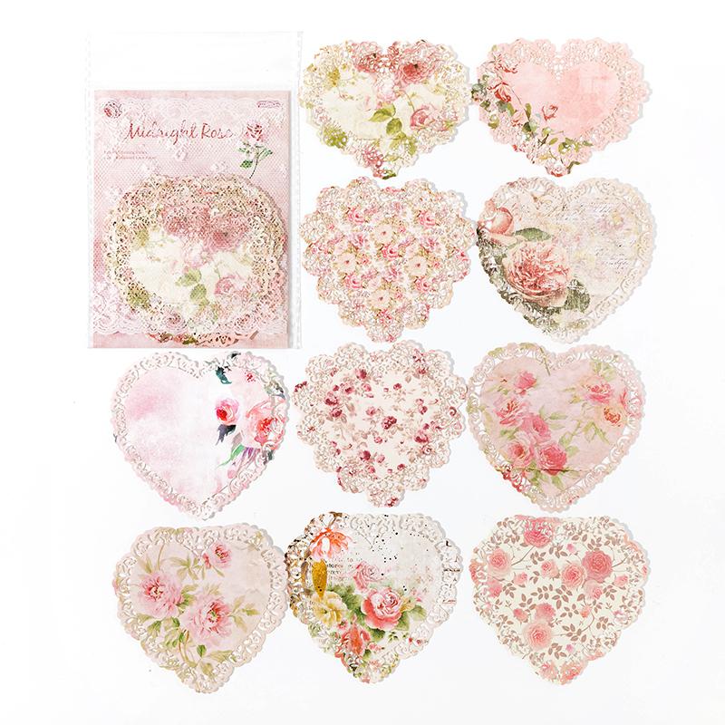 10 pcs Vintage lace Floral pattern material paper Literature and Art Decorative Diary Album Scrapbooking Background paper