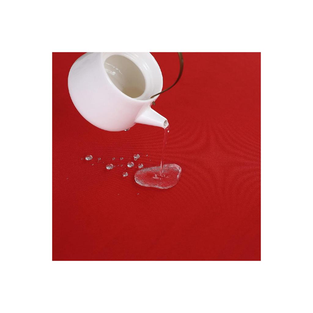Панамская льняная жидкостойкая скатерть красного цвета