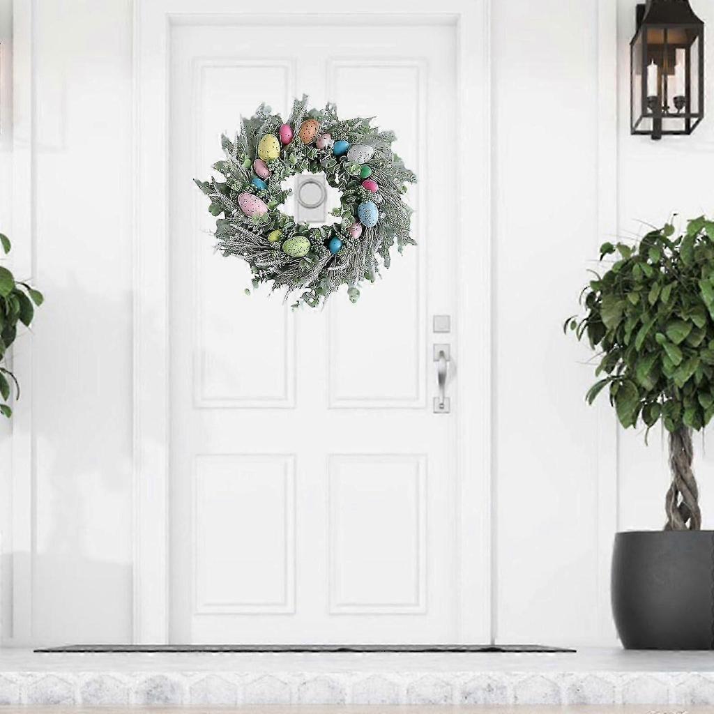 Easter Egg Wreath Easter Door Garland with Colorful Easter Eggs Artificial Easter Wreath f