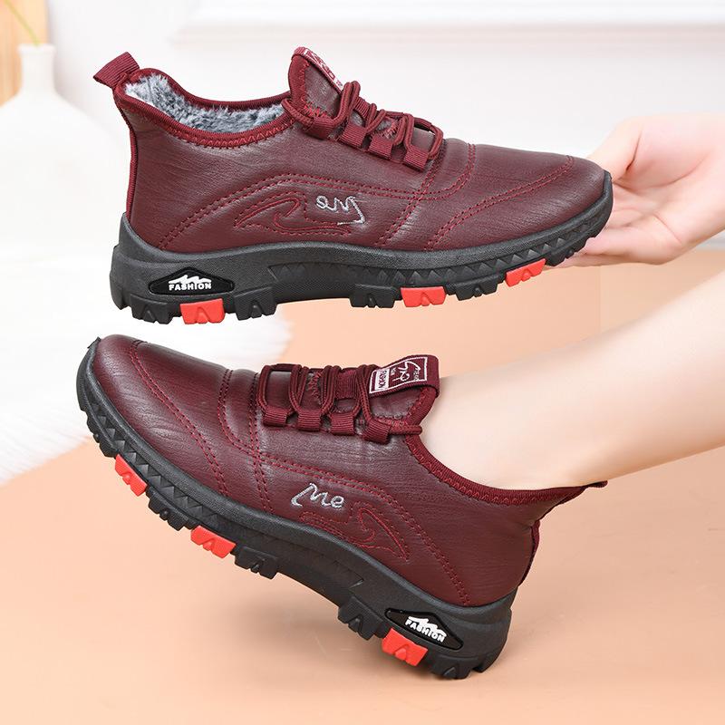 Women's Winter Warm Snow Boots Faux Fur Lined Walking Shoes Lace-Up Water Resistant Short Ankle Booties Comfortable Slip On Outdoor Sneakers for Women