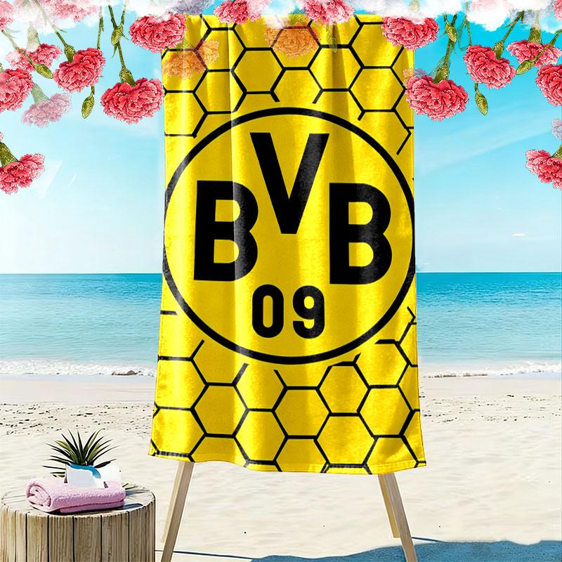 Пляжное полотенце с принтом смелого логотипа BVB, большое, мягкое, быстросохнущее, для пляжа, кемпинга, плавания