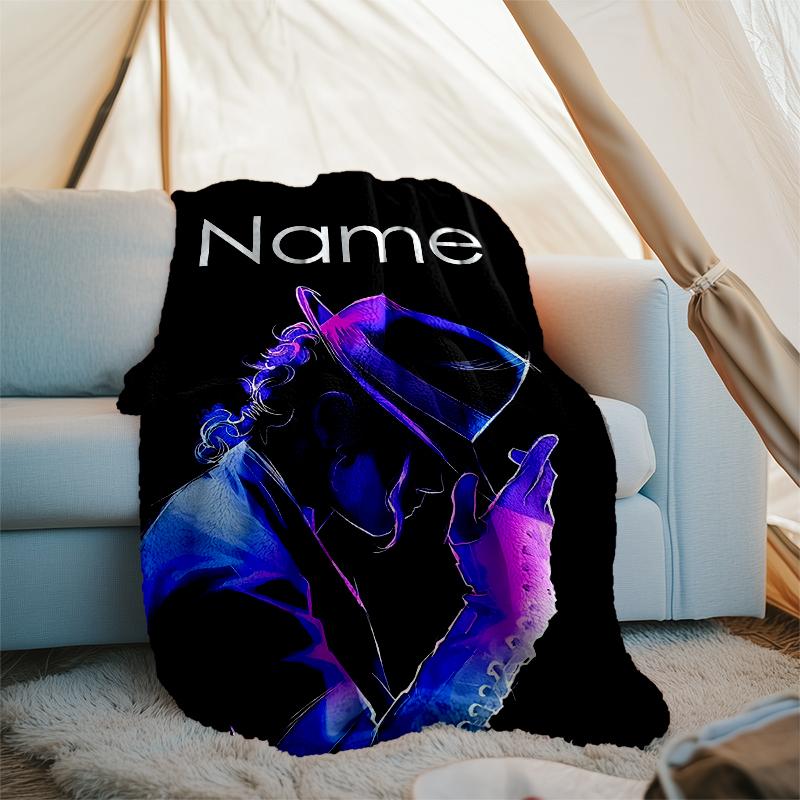 Personalized Custom Name Blanket - Michael Jackson Print Design,Blanket for Sofa,Bed,Travel,Camping - Soft and Warm, Great Gift